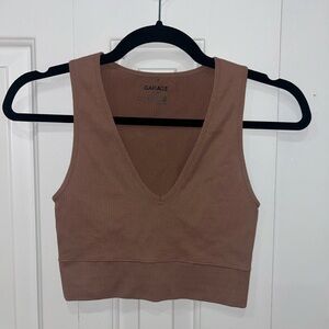 Brown V-Neck Women's Top